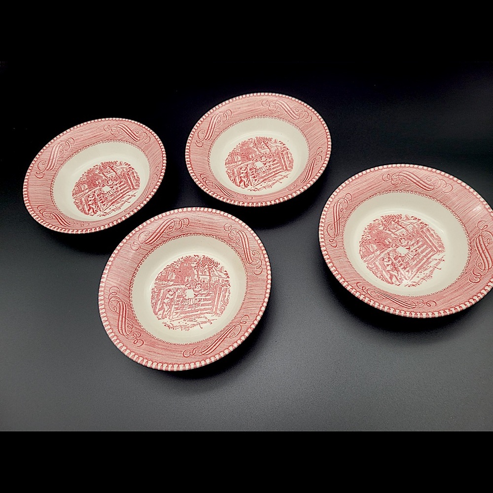 Vintage 4 Royal China Currier Ives Bowls